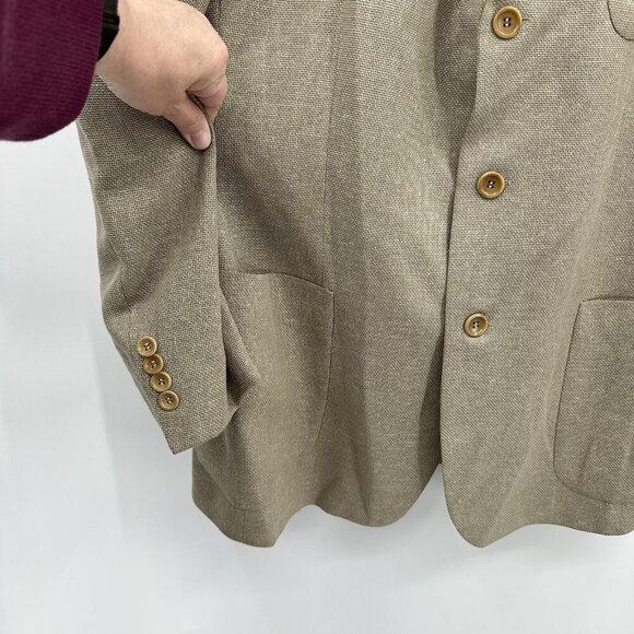 vintage 90s HUGO BOSS VINCENTE jacket blazer sport coat wool silk beige 42L - Picture 5 of 10